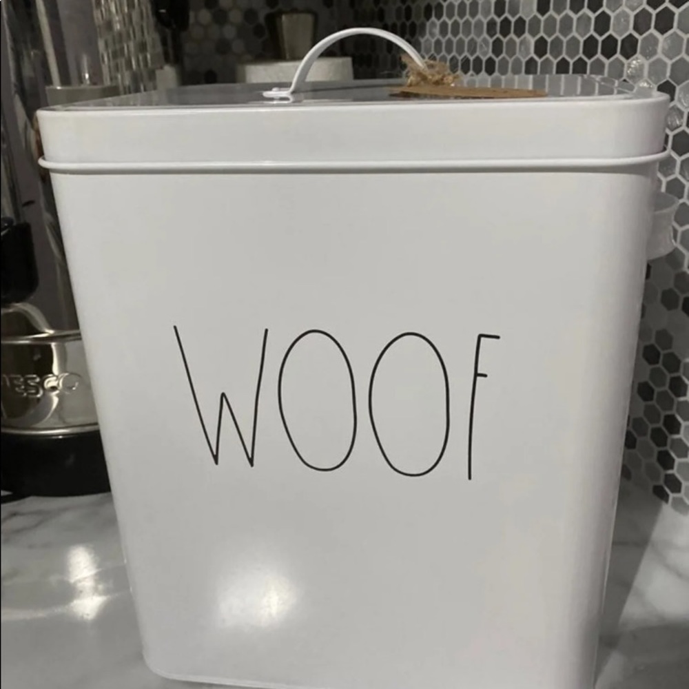 Rae Dunn WOOF Dog Tin Container